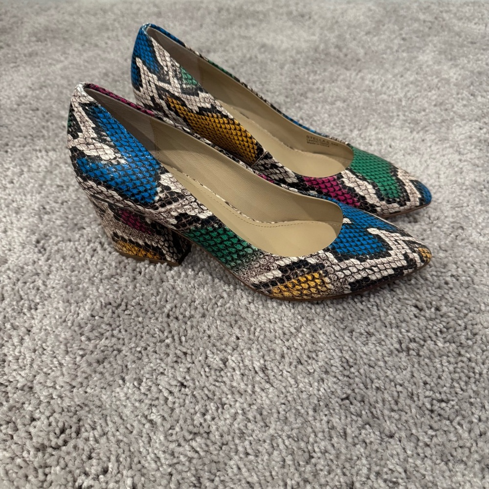 Botkier New York Stella Faux Snake Skin Multi Colored Pumps SZ 6.5 NEW